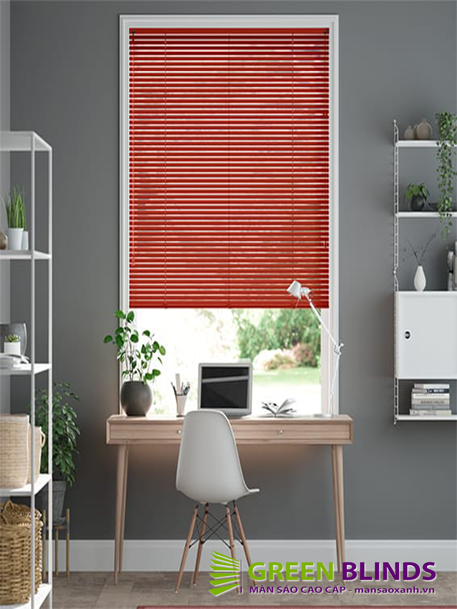 Rèm sáo nhôm màu đỏ